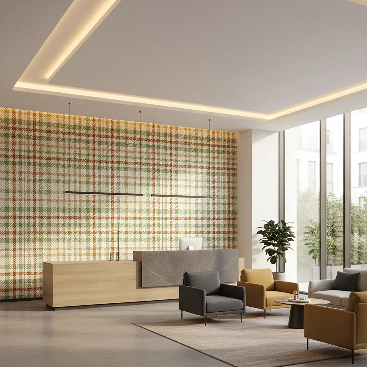 Panel akustyczny CHECKER w salonie