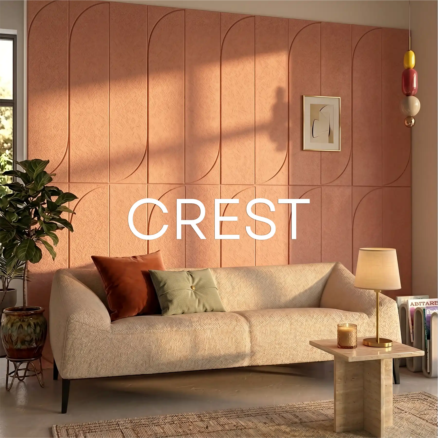 Panel akustyczny CREST w przytulnym wnętrzu
