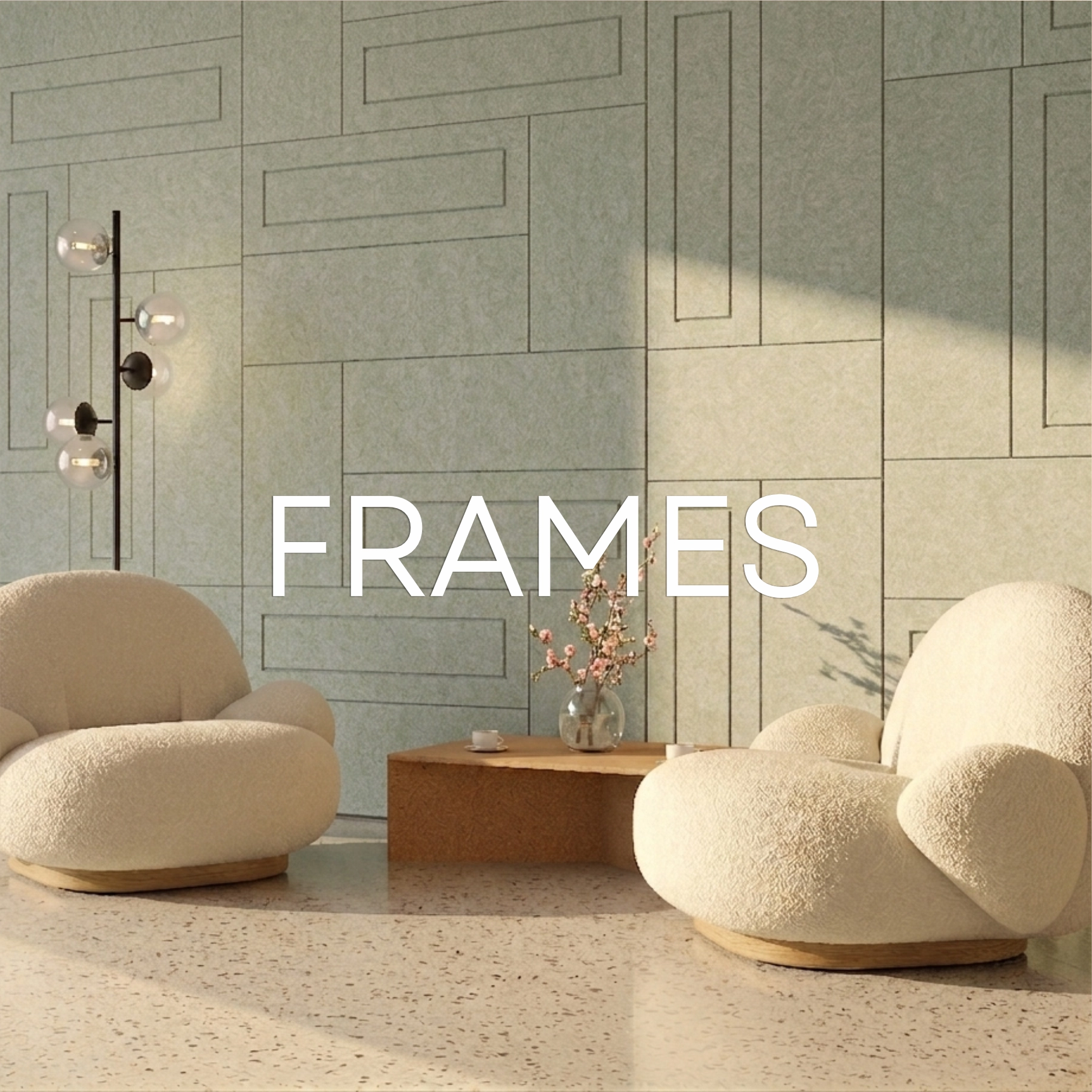 Panel akustyczny FRAMES w salonie – widok ogólny