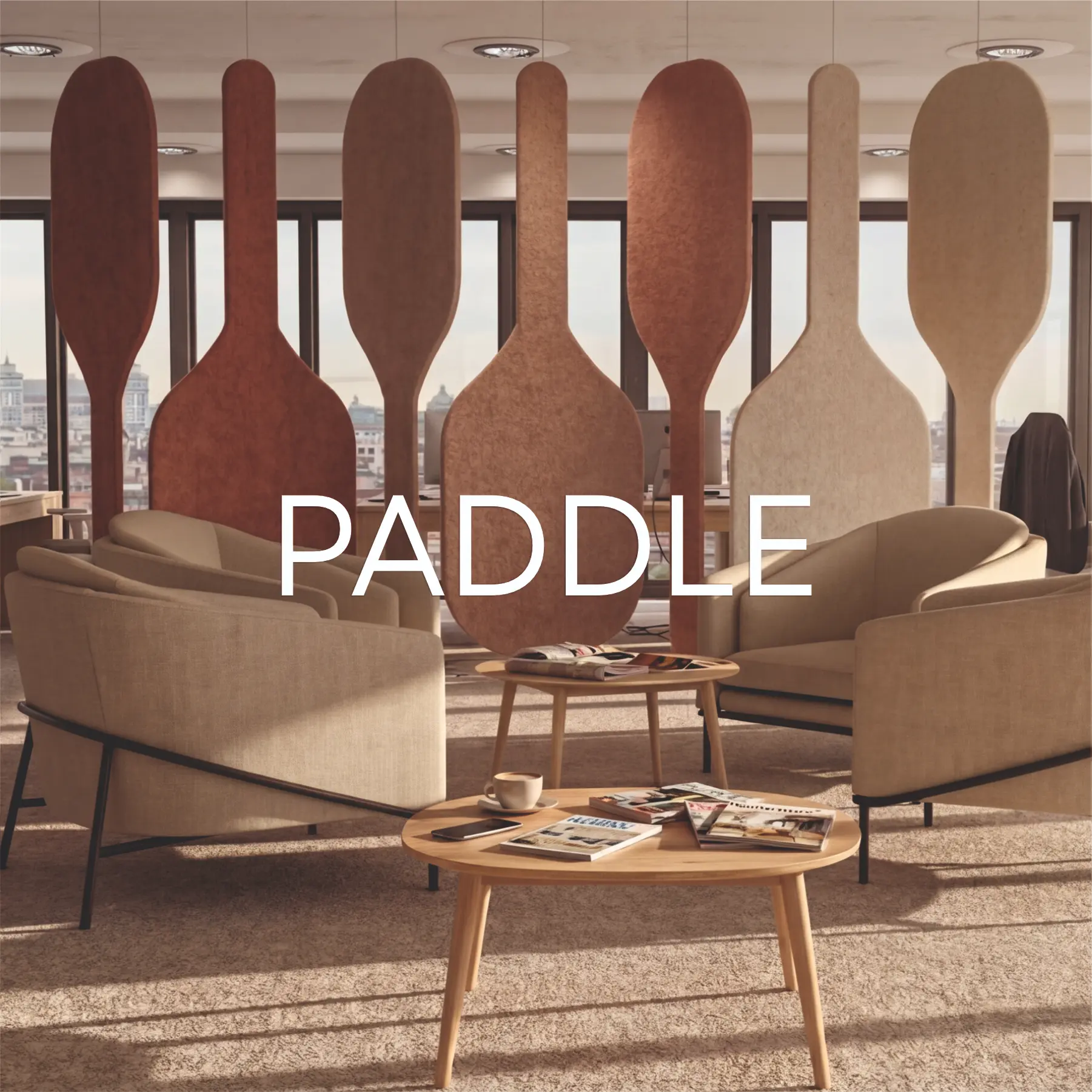 Przegrody wiszące akustyczne PADDLE